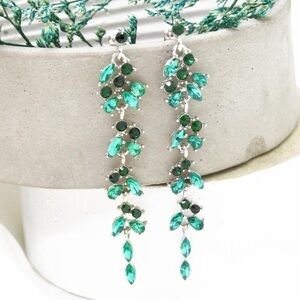 Green Rhinestone Statement Earrings